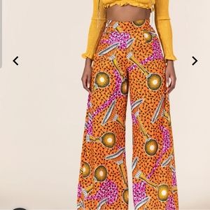 GrassFields Orange African Print Wide Leg Pant